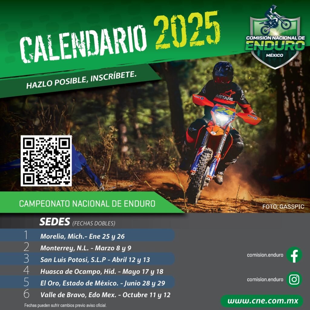 Campeonato Nacional de Enduro 2025, Enduro México Huasca 2025, competencia motociclismo off-road México, Federación Mexicana de Motociclismo enduro, resultados enduro Huasca de Ocampo, eventos de motociclismo en Hidalgo, pilotos enduro México 2025, motociclismo ecológico en México, turismo deportivo Huasca 2025, fechas Campeonato Enduro México
