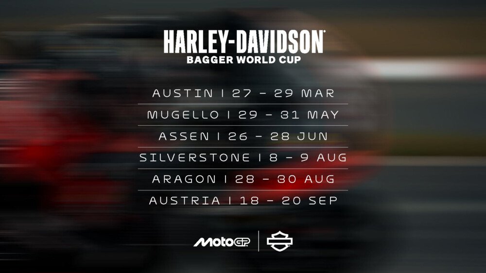 Harley Bagger World Cup 2026, Harley-Davidson carreras bagger, Harley MotoGP 2026, Harley competición touring, Harley bagger México 2026, Harley-Davidson Factory Racing, Harley Street Glide competición, Harley Road Glide carreras, Harley Bagger GP 2026, Harley-Davidson nueva categoría